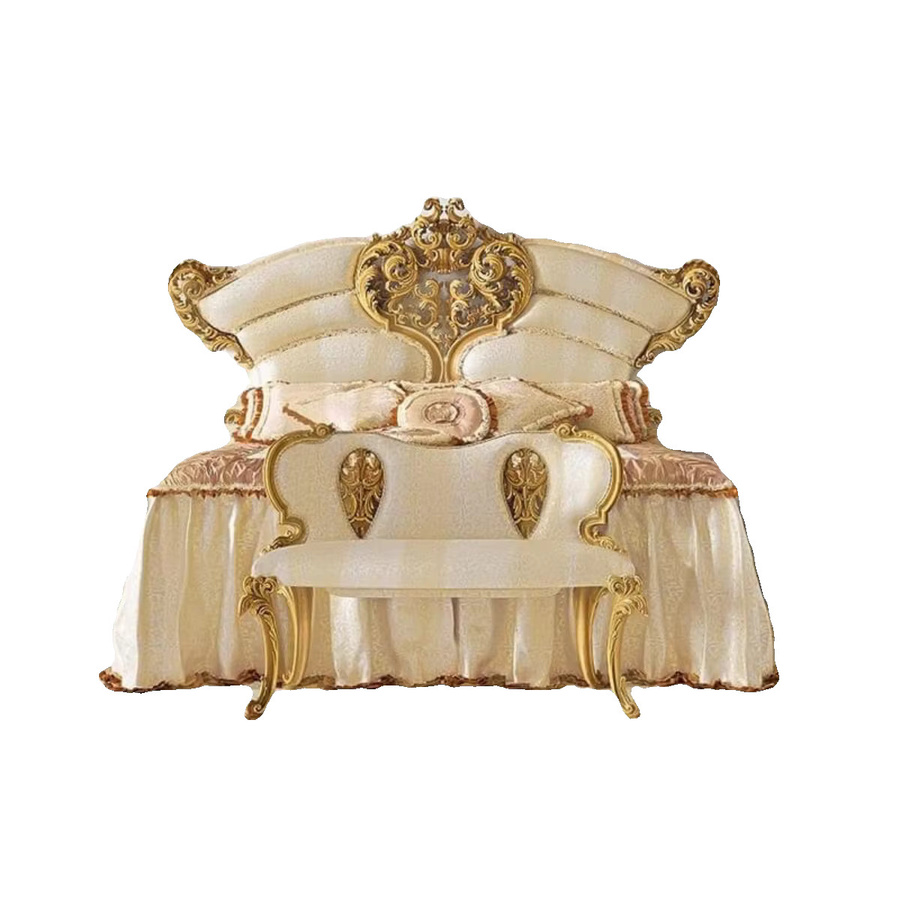 Luxuriöse Samt Doppelbett Rückenlehne von DUTRIEUX in Gold mit modernem Holzdesign für dein Schlafzimmer - Bild 2