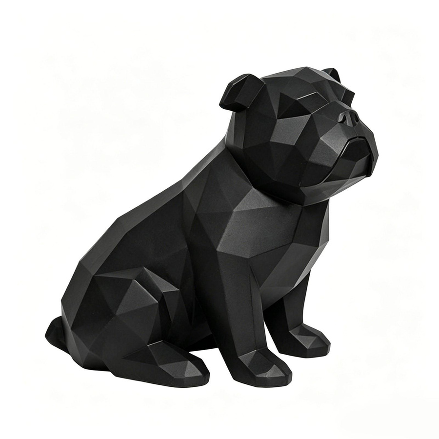 Geometrische Bulldogge Statue aus Harz von Fishine in Matt Schwarz als moderne Skulptur für dein Bücherregal oder TV-Schrank Dekor - Bild 3