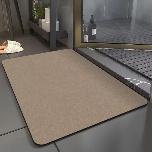 Yiran Furniture Badezimmer-Bodenmatte aus Kieselgur in Beige, schnelltrocknend und rutschfest, B/T: 80 x 50 cm - Bild 1