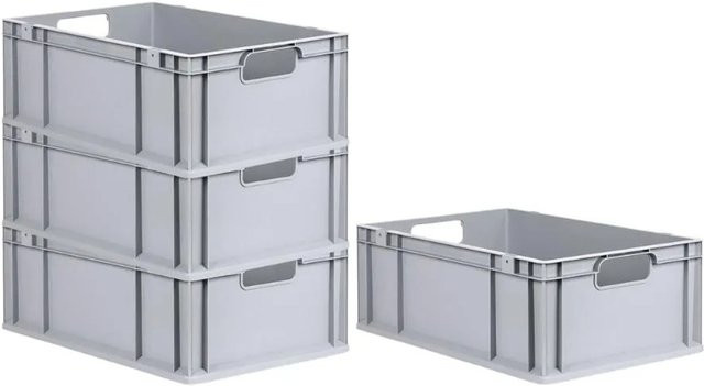 PROREGAL Spar Set 4x Eurobox Nextgen Economy Transportboxen mit offenen Griffen, Grau, H x B x T: 22 x 40 x 60 cm - Bild 1