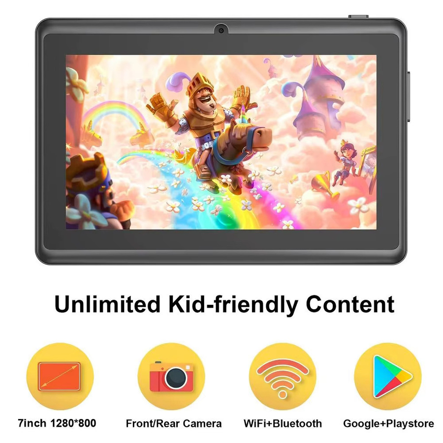 Kinder-Tablet mit 7 Zoll Display, Android 13, 4GB RAM, 64GB ROM, 1TB erweiterbar, Schwarz, WLAN und Bluetooth inklusive Schutzhülle - Bild 5