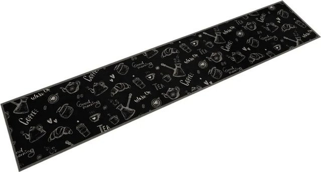 vidaXL Küchenteppich Morgen in Schwarz aus Samt, waschbar und rutschfest, B/T: 60 x 300 cm - Bild 1