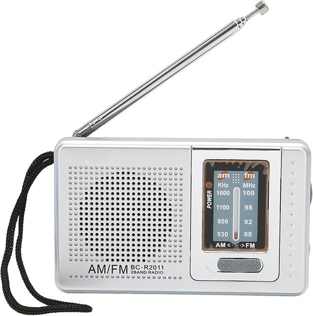 Tragbares Honor Electronics AM/FM-Taschenradio mit eingebautem Lautsprecher, Silbergrau - Bild 1