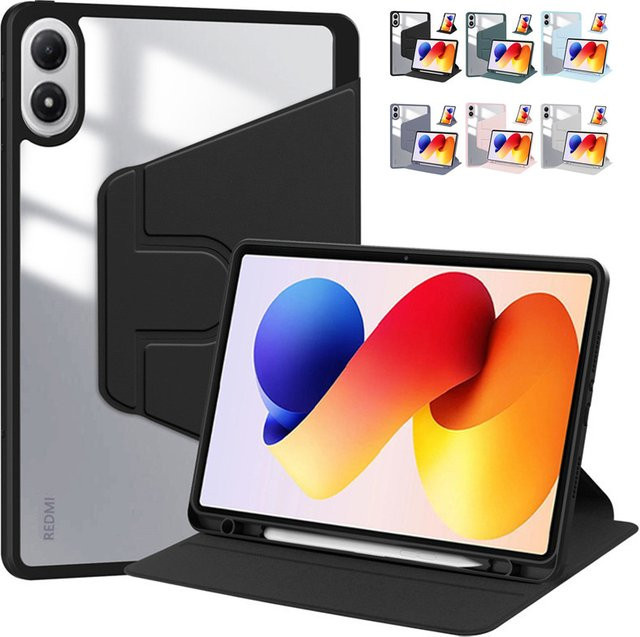 Xiaomi Redmi Pad 2 Pro 12,1 Zoll Schutzhülle mit rotierender Funktion und Stifthalter aus Acryl in Blau oder Schwarz - Bild 1