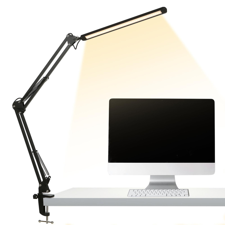 Neoglint LED-Schreibtischlampe mit Klemme in Schwarz, dimmbares Leselicht mit 3 Farbmodi und 10 Helligkeitsstufen - Bild 3