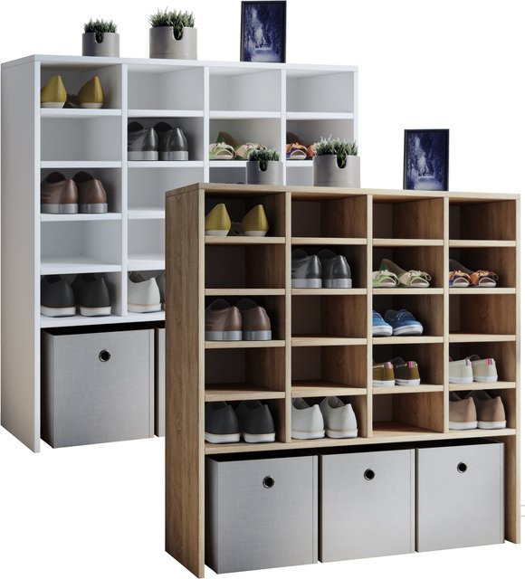 VCM Hinsol XL Schuhregal aus Holz mit 20 Fächern, H x B x T: 99 x 92 x 33 cm - Bild 1