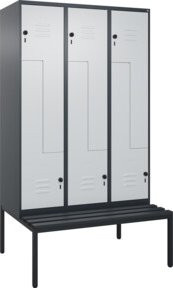 C+P Z-Spind Classic PLUS Sitzbank mit 6 Fächern und Sicherheits-Drehriegel, Kunststoff-Sitzfläche, B/T/H: 212 x 120 x 81,5 cm - Bild 1