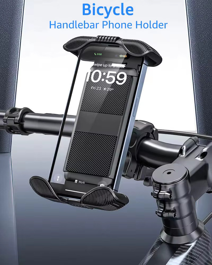 iBudim Universelle Motorrad-Rückspiegel-Handyhalterung 360 Grad drehbar in Schwarz für Motorrad, Fahrrad, ATV, Roller und Kinderwagen - Bild 2