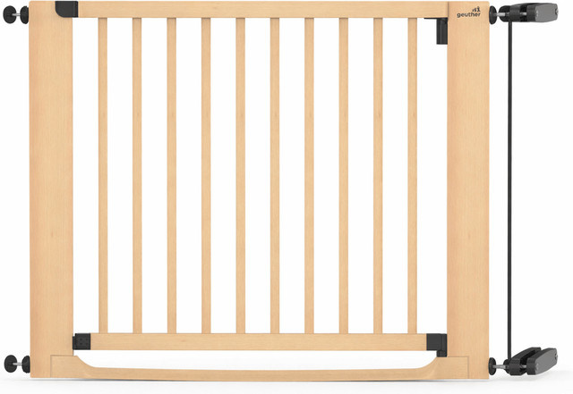 Geuther Treppenschutzgitter Easylock mit Flatstep aus Holz in Schwarz, erweiterbar und ohne Bohren - Bild 1