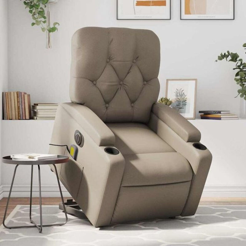 Vidaxl Massagesessel mit elektrischer Aufstehhilfe in Braun Taupe Meliert aus Kunstleder - Bild 1