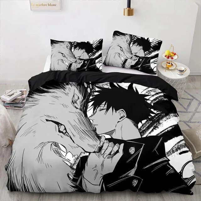 Jujutsu Kaisen Bettwäsche Set mit 3D-Druck in Schwarz, B/H: 200 x 200 cm - Bild 1