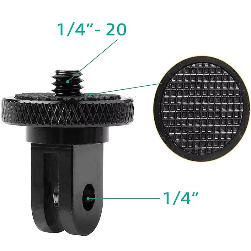 1/4 Zoll Schrauben-Konverter Stativ-Adapter Halterung in Schwarz für GoPro, Eken, Sjcam und Insta360 X2 X3 X4 Action Kameras - Bild 3