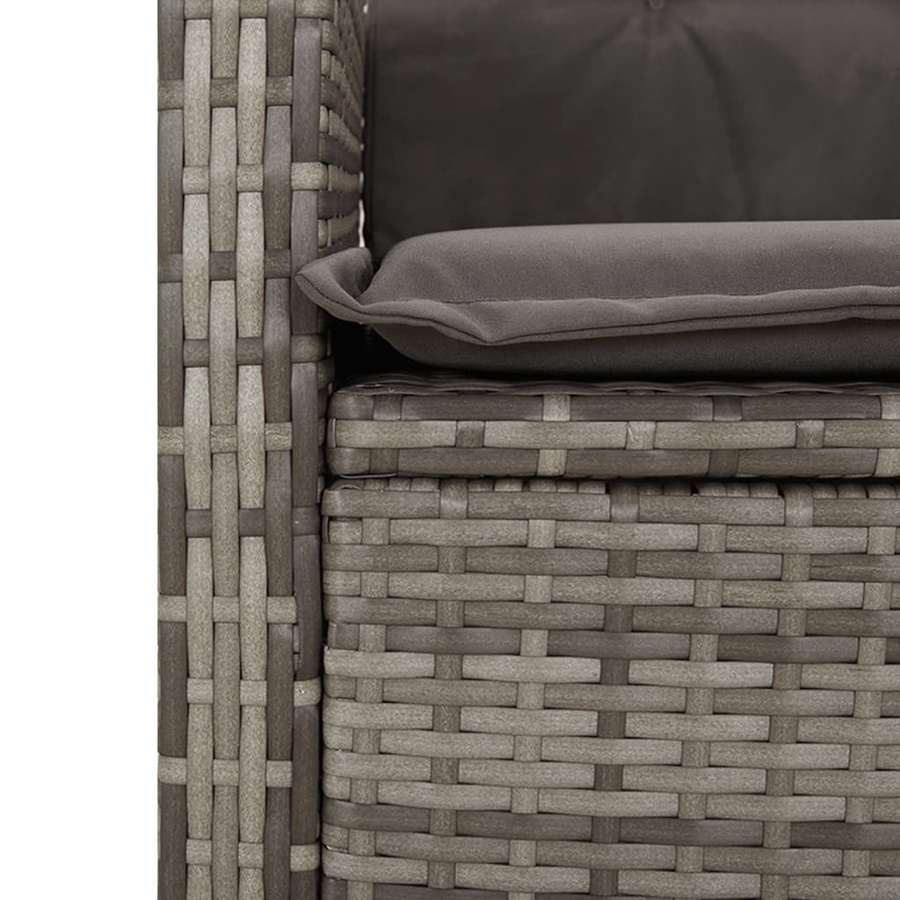 vidaXL 3-teilige Garten-Essgruppe aus Polyrattan mit Kissen und Glastisch in Grau - Bild 5