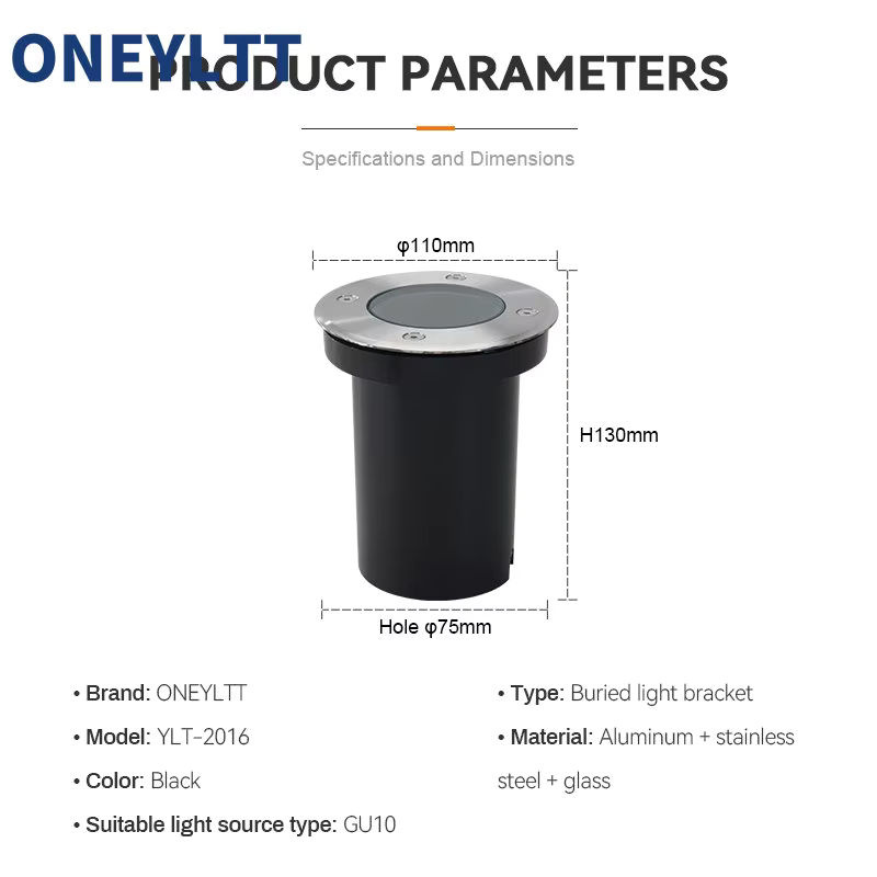 ONEYLTT LED Bodenleuchte für Außenbereiche, wasserdichte Einbauleuchte aus Edelstahl und Aluminium mit GU10 Fassung, Schwarz - Bild 4