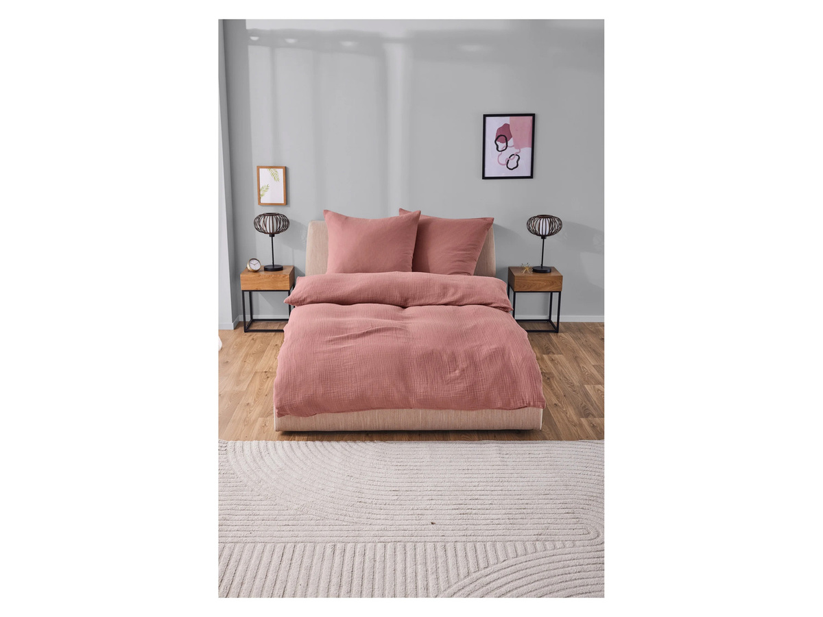 LIVARNO HOME Musselin-Bettwäsche aus Baumwolle in Rose, B/H: 200 x 220 cm mit 2 Kissenbezügen (80 x 80 cm) - Bild 2