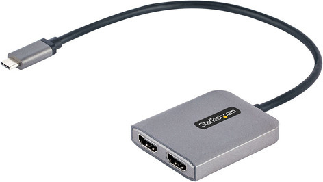 StarTech.com USB-C MST Hub Dual HDMI Adapter für 2x 4K 60Hz Monitore, Thunderbolt 3 und USB-C kompatibel, Grau, Kabellänge: 30 cm (MST14CD122HD) - Bild 1
