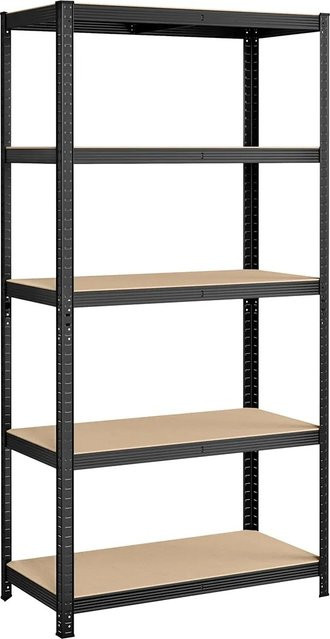 Songmics Lagerregal aus Stahl in Schwarz mit verstellbaren Regalböden, B/T/H: 100 x 50 x 200 cm - Bild 1
