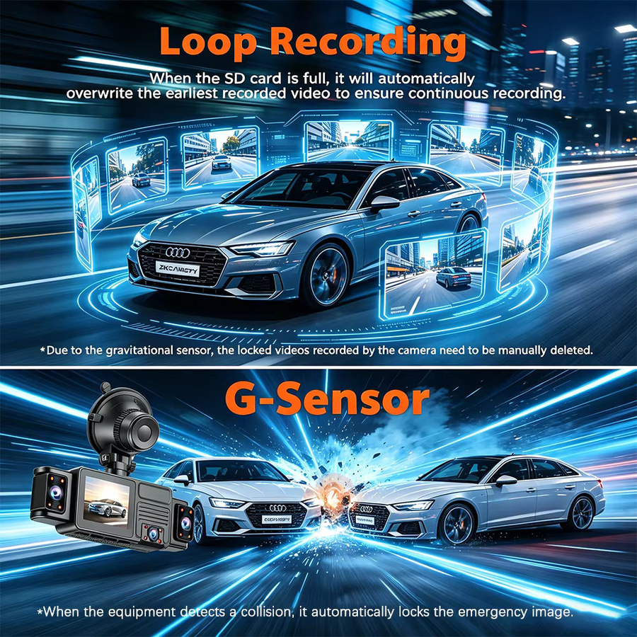 GMAIPOP 5-Kanal Auto-Dashcam mit 360 Grad Panorama-Aufnahme, 2K HD WLAN Auto-DVR, 24/7 Parküberwachung, Nachtsicht, G-Sensor und Schleifenaufzeichnung in Schwarz - Bild 6