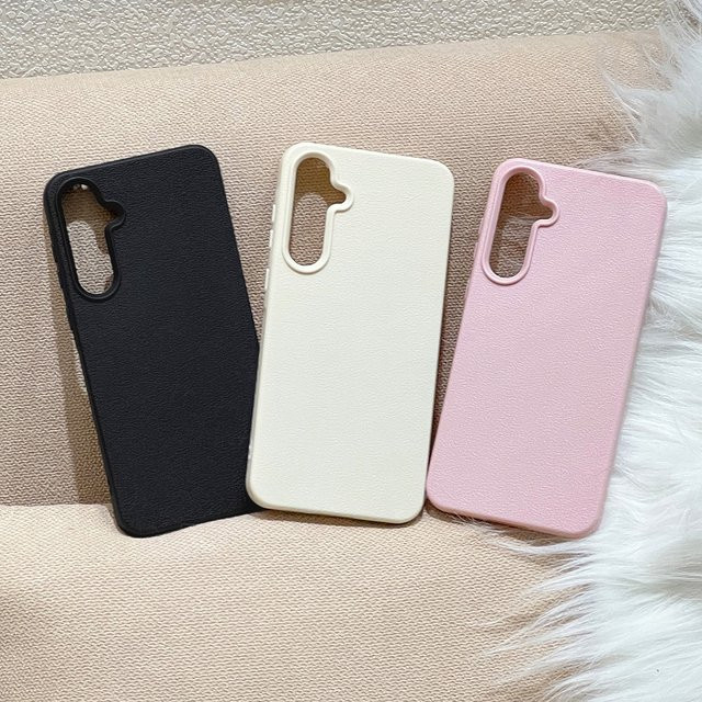 Einfarbige Leder-Handyhülle mit Litchi-Textur für Samsung Galaxy S25 Ultra S24 S26 A55 A56 A35 A36 A16 A06 in Schwarz - Bild 1