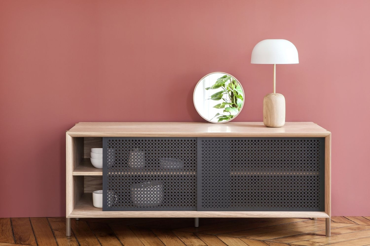 Hartô Gabin Sideboard ohne Schubladen aus Holz und Stahl mit Lochmuster - Bild 2