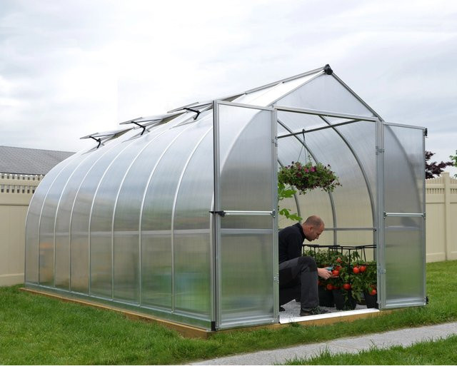 Palram Canopia Bella Gewächshaus Silber mit Polycarbonat-Stegplatten und Doppelflügeltür B: 480 cm, T: 300 cm, H: 240 cm - Bild 1