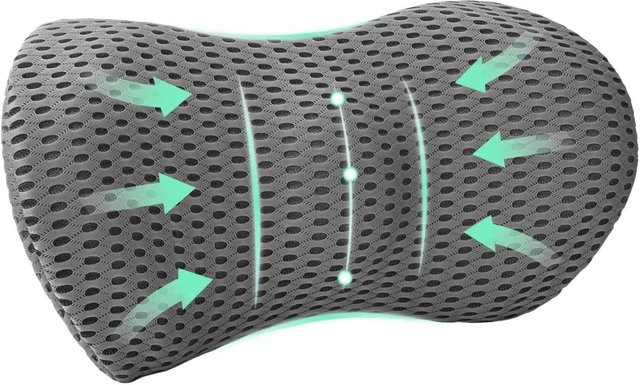 vidaXL Rücken-Kissen aus Memory-Foam mit 4D-Mesh-Bezug in Grau, B/H/T: 47,5 x 23 x 12 cm - Bild 1