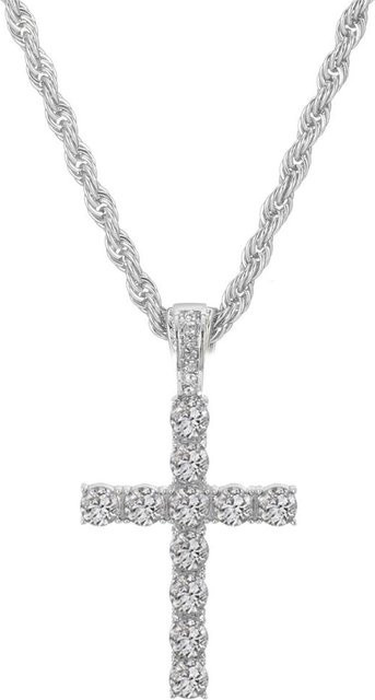Rui Di Halskette mit Kreuz Anhänger, Zirkonia, Silber, 60 cm, Unisex - Bild 1