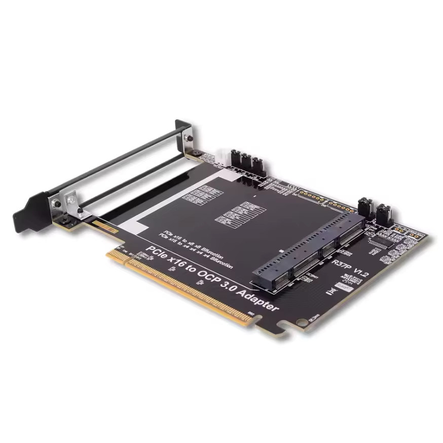 ADT-Link PCIe 5.0 x16 auf Gen-Z 4C+/SFF-TA-1002 Adapterkarte OCP NIC 3.0 Hochleistungs-Bifurkations-Erweiterungskarte in Schwarz - Bild 3