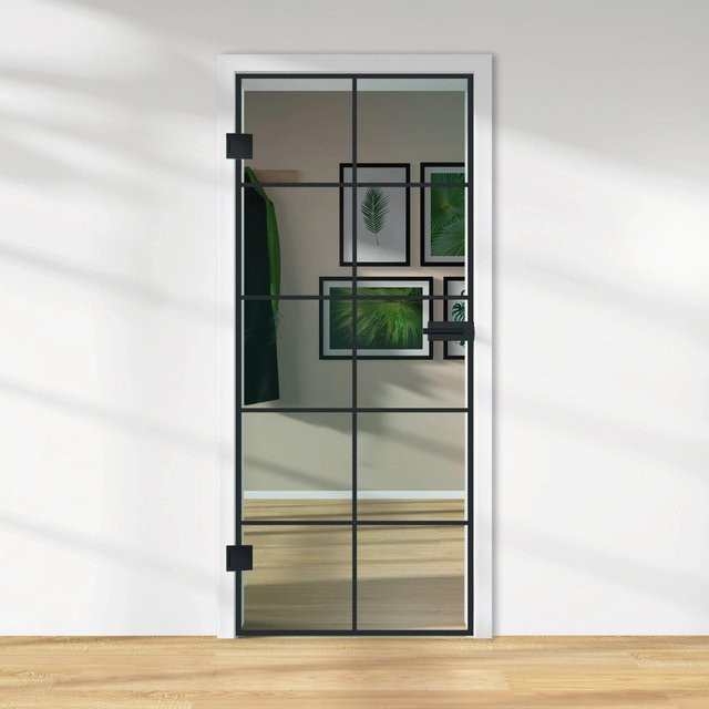 Skyscope Glasdrehtür ESG Klarglas mit Dekor Siebdruck, DIN Links, Transparent, H x B x T: 197,2 x 83,4 x 0,8 cm - Bild 1