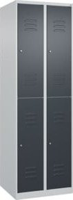 C+P Doppelstock-Spind Classic PLUS mit 2 Abteilen, Stahlkonstruktion, Grau/Anthrazit, H x B x T: 185 x 60 x 50 cm - Bild 1