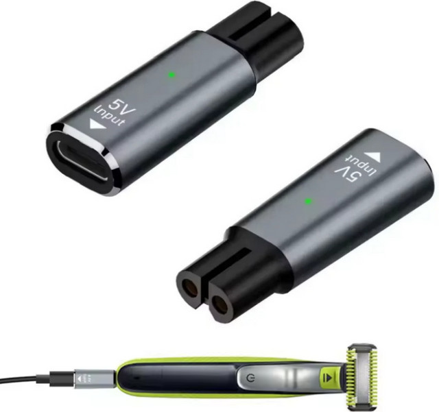 Philips USB-C Ladeadapter für Rasierer und Bartschneider in Schwarz, kompatibel mit BT3238/15, QP2724, BT3230, MG7910, QP1424/70 und S3243/91 - Bild 1