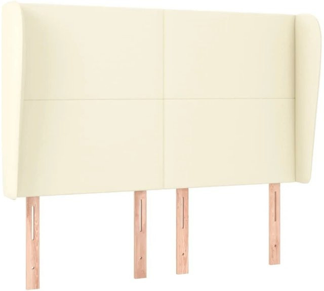 vidaXL Kopfteil mit Ohren aus Kunstleder in Creme, B/T/H: 147 x 23 x 118/128 cm - Bild 1