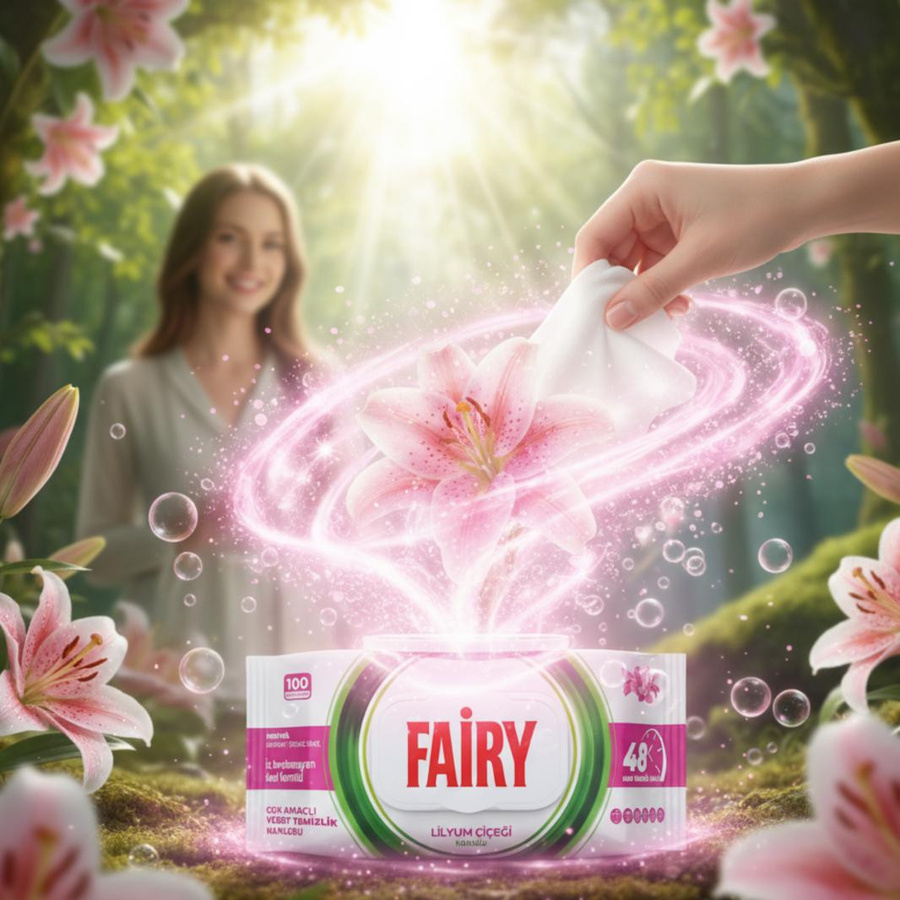 Fairy Feuchte Reinigungstücher Universal Lilie, 100 Stück, Multicolour - Bild 3