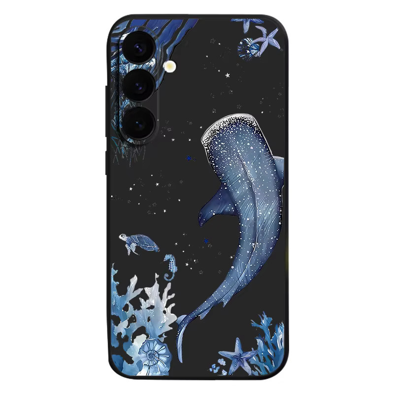 Magnetische Handyhülle mit Schildkröte und Wal Druck für Samsung Galaxy S25 S24 Ultra S23 S22 Plus S24 FE A56 A55 A16 A36 in Beige und Weiß aus weichem TPU - Bild 5