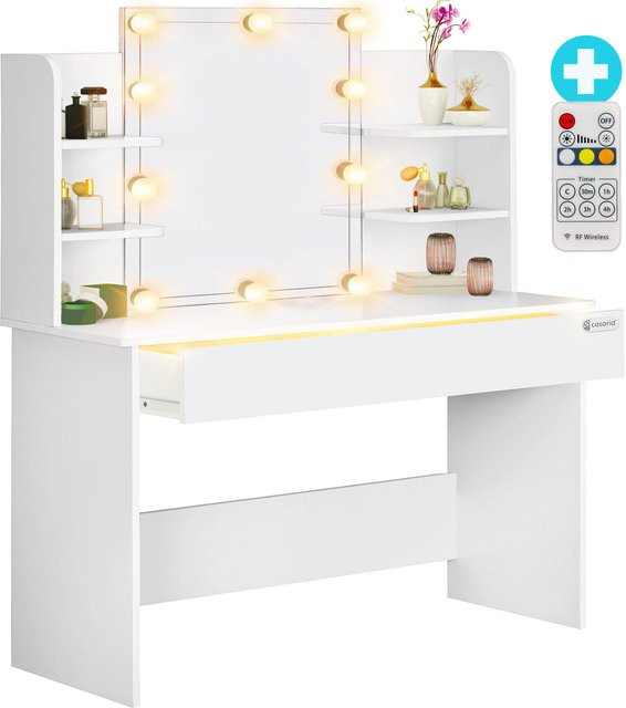 Schminktisch Lucia von CASARIA in Weiß mit Hollywood LED-Spiegel, B/T/H: 140 x 40 x 110 cm - Bild 1