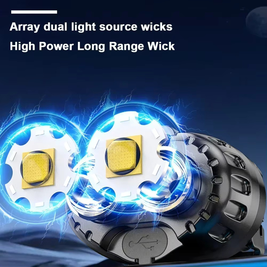 XIWANGFIRE Wiederaufladbarer LED Sensor Scheinwerfer Schwarz Wasserdicht für Outdoor Angeln Camping und Wandern - Bild 3