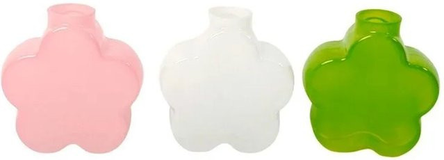 Boltze Dekovase Hopsy in Blütenform aus Glas, 3-fach sortiert (Grün, Pink, Weiß, Multicolour) - Bild 1