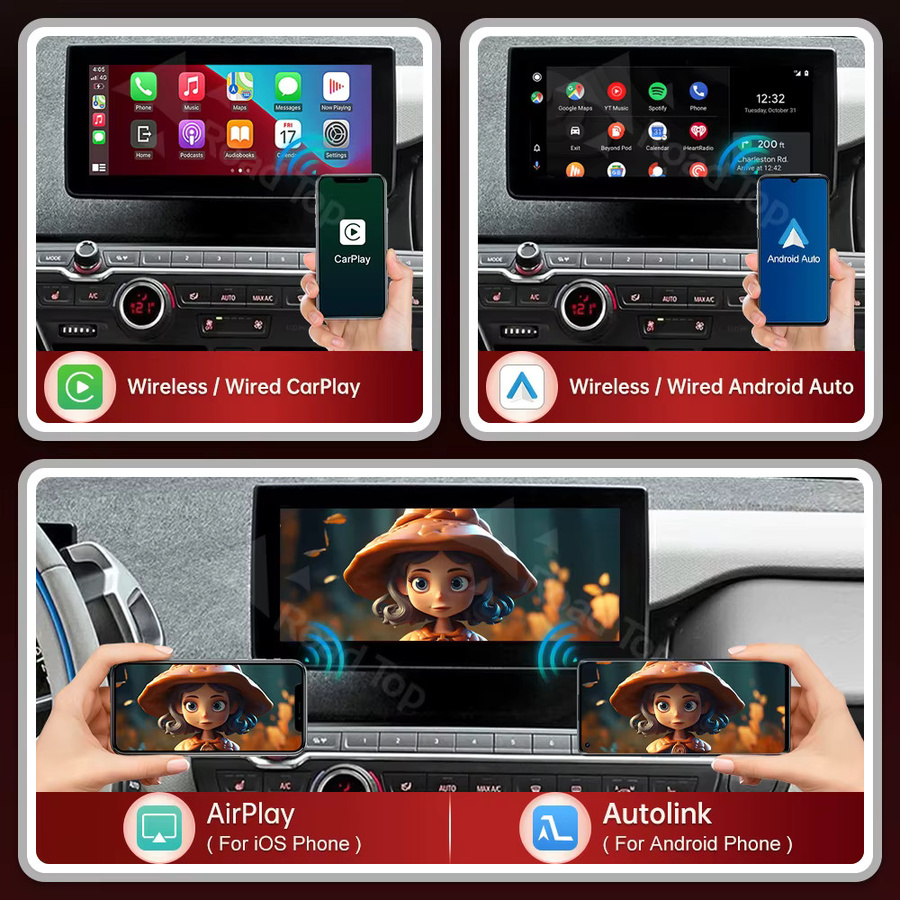 RoadTop Wireless CarPlay für BMW i3 I01 NBT EVO 2013–2020 mit Android Auto, GPS und Mirror Link in Schwarz - Bild 2