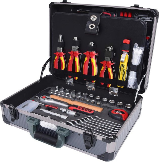 KS TOOLS Elektriker-Werkzeugkoffer 1/4 Zoll und 1/2 Zoll, 128-teilig, Edelstahl, mehrfarbig - Bild 1
