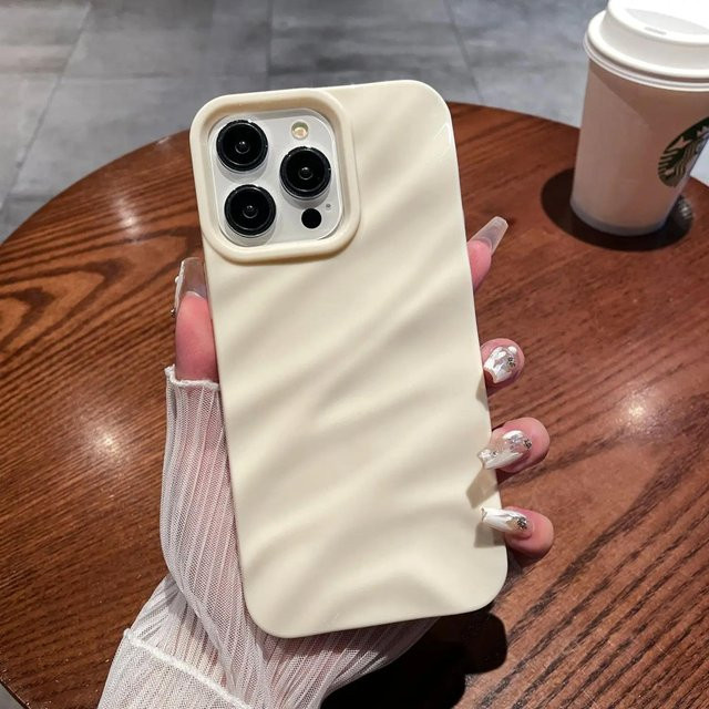 Yiran Handyhülle mit 3D Wellenmuster in Weiß für iPhone, glänzendes und weiches Silikon - Bild 1