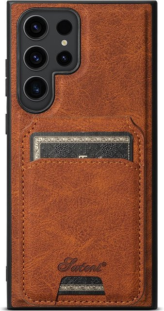 Magnetische Leder-Schutzhülle mit Kartenhalter für Samsung Galaxy S25 Ultra, S24 Ultra, S23 Ultra, S22 Plus und Note 20 in Braun - Bild 1