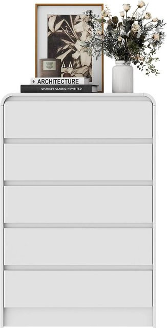 PXloue Kommode mit 5 Schubladen und LED-Beleuchtung in Weiß, B/T/H: 73 x 40 x 110 cm - Bild 1