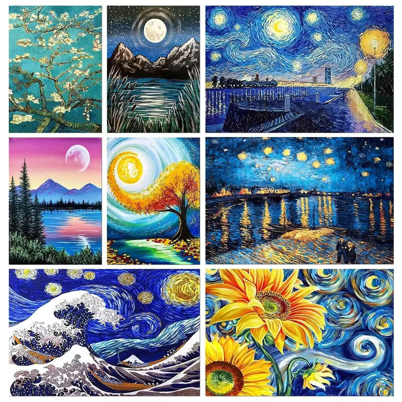 QIZITENG 5D DIY Diamantmalerei Set Sternenhimmel Landschaft Mosaik Kunst Wanddeko Mehrfarbig - Bild 6