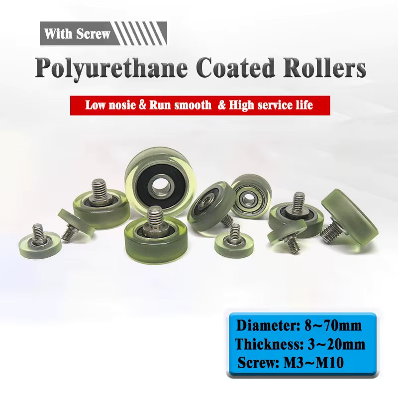 PU-beschichtete Rolle mit M6-Schraube für Schubladenführungen, Außendurchmesser: 22 mm, Modell PU69622-5C1L8M6 - Bild 2