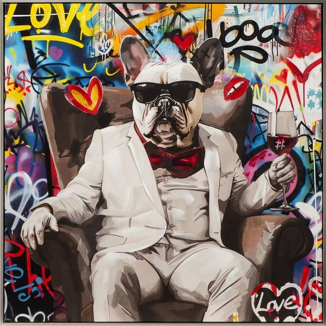 Art Universe Leinwandbild Cool French Dog, modern, mehrfarbig, B/B/H: 80 x 80 cm - Bild 1