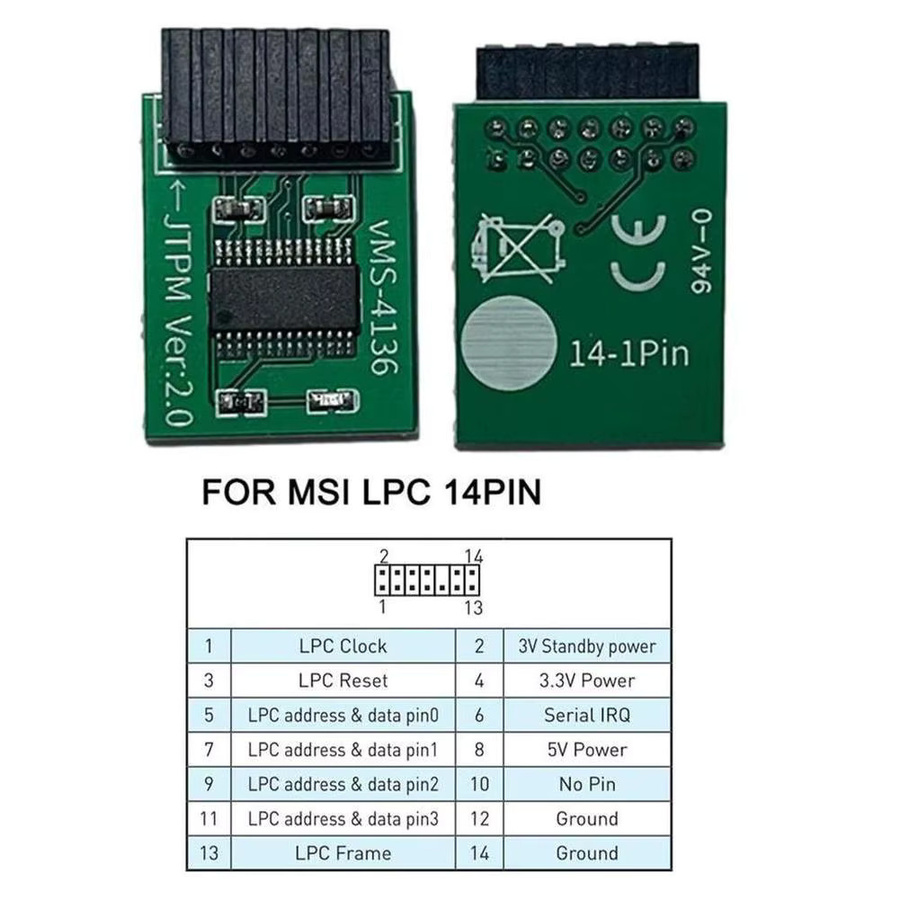 Asus TPM 2.0 Sicherheitsmodul Fernkarte in Schwarz für Multi-Marken-Motherboards (12, 14, 18, 20-polig) - Bild 2