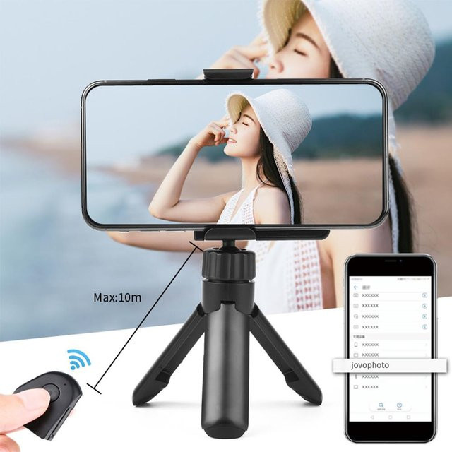 Shoemst Kabelloser Handgriff für Smartphone Vlog Selfie Handyhalter Stabilisator mit Cold Shoe Mount und 1/4-Zoll Schraubloch in Schwarz - Bild 1