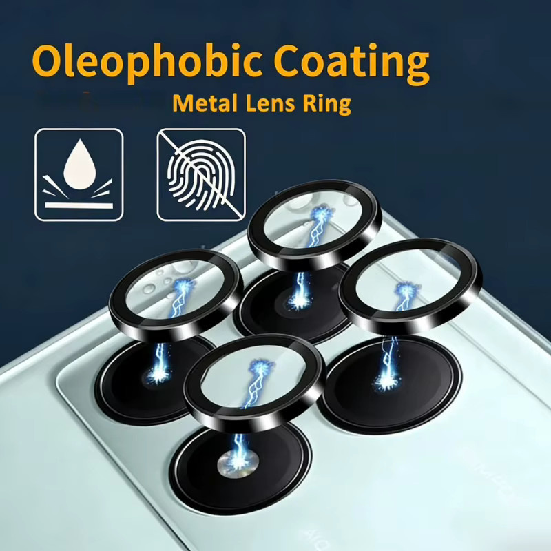 Xiaomi POCO F8 Ultra und F8 Pro Kameraschutz aus gehärtetem 9H Glas mit Hartmetallring in Schwarz und Silber - Bild 3