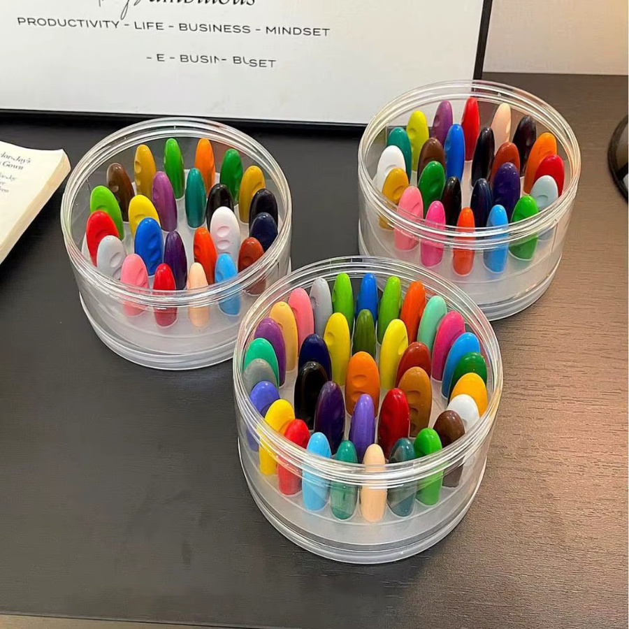 Waschbare Kunststoff-Kreidestifte in Erdnussform, 24 Farben, buntes Wachsmaterial für sauberes Malen - Bild 2