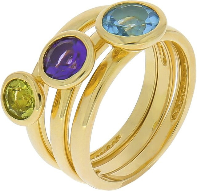 Zeeme Gemstones Ring-Set 925 Silber, vergoldet, Damen - Bild 1